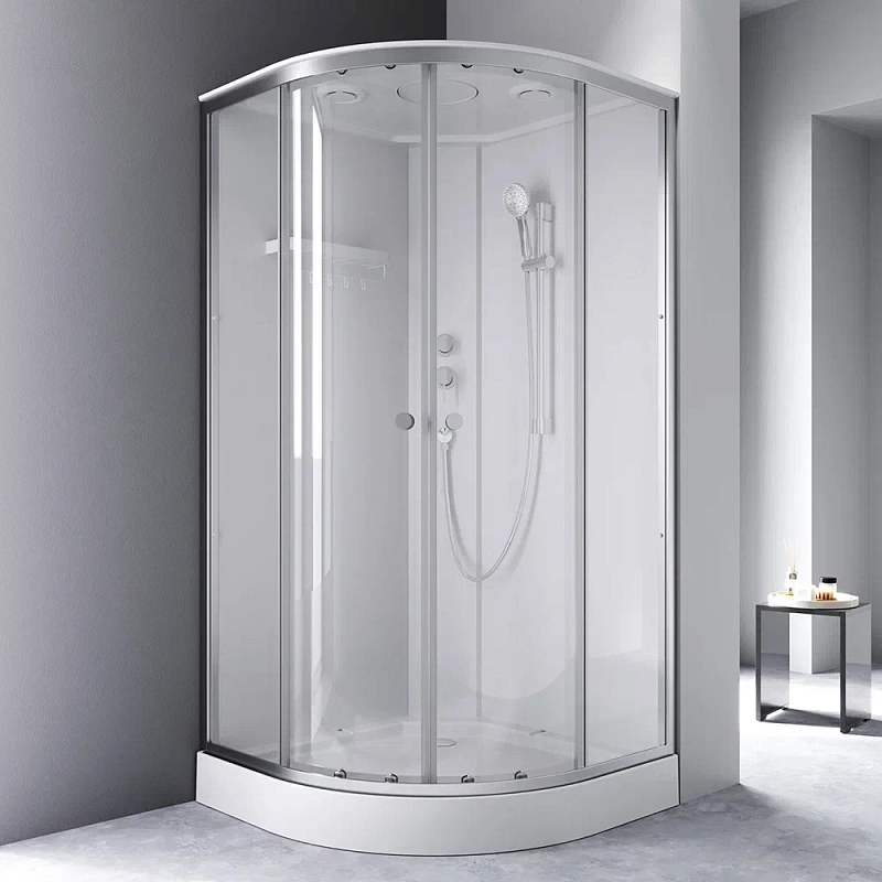 Душевая кабина 100x100 AM.PM X-Joy W94C-401-100MT профиль серебристый, низкий поддон