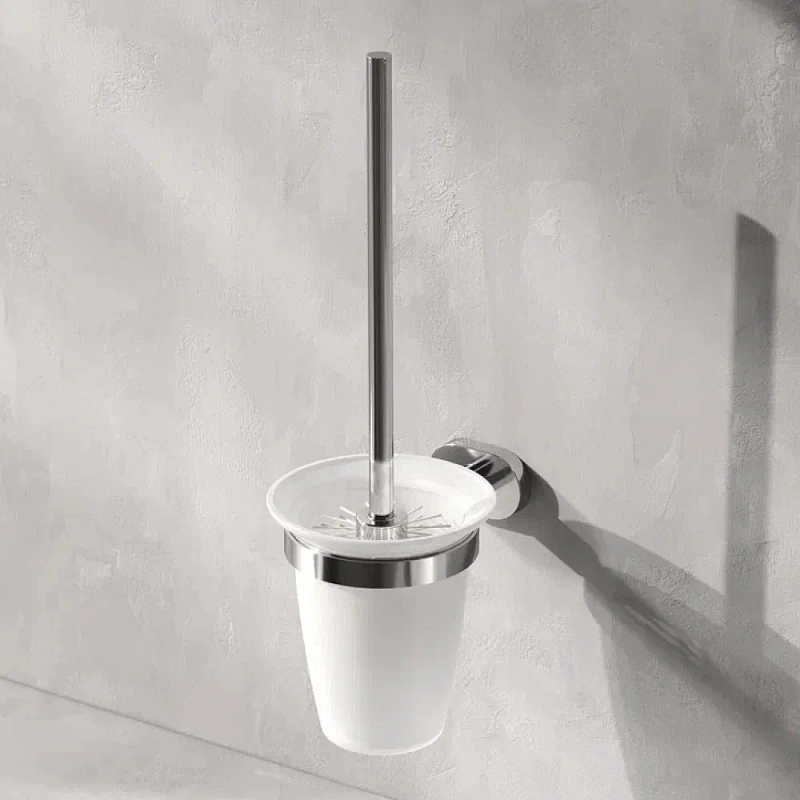 Ершик для унитаза AM.PM Sense L A7433300 со стеклянной настенной подставкой, хром