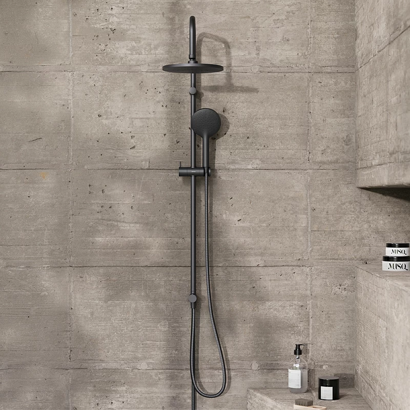 Душевая система Damixa Jupiter 977000300 стойка с тропическим душем, черная