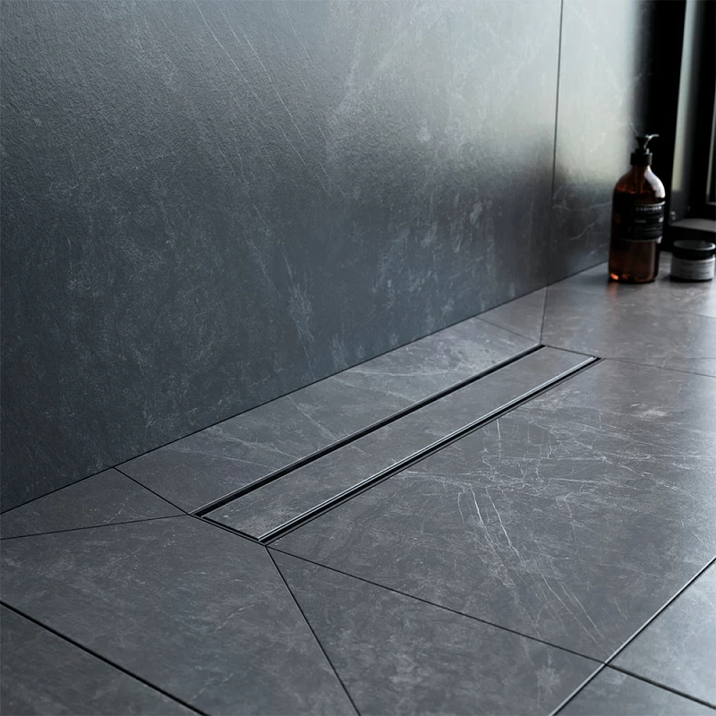 Душевой трап (лоток) 50 AM.PM PrimeFlow W02SC-U11-050-04BM комбинированный затвор с черной матовой решеткой под плитку