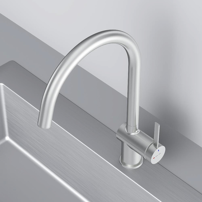 Смеситель для кухни AM.PM Func F8F07011 высокий с С-изливом, сатин