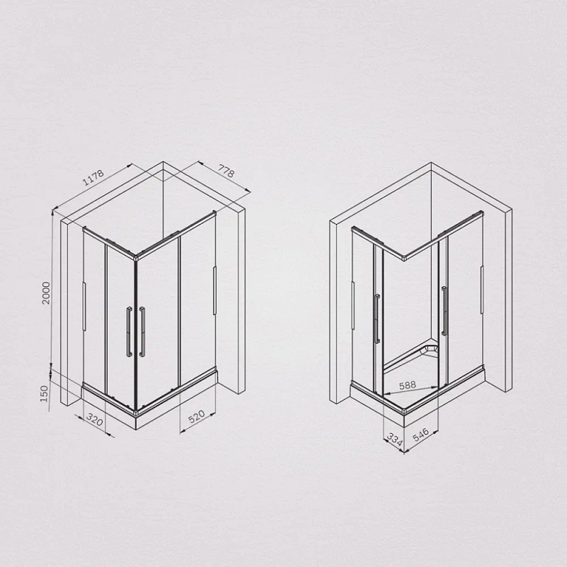 Душевое ограждение без поддона 80х120 AM.PM Func W84G-403-12080-MT профиль серебристый