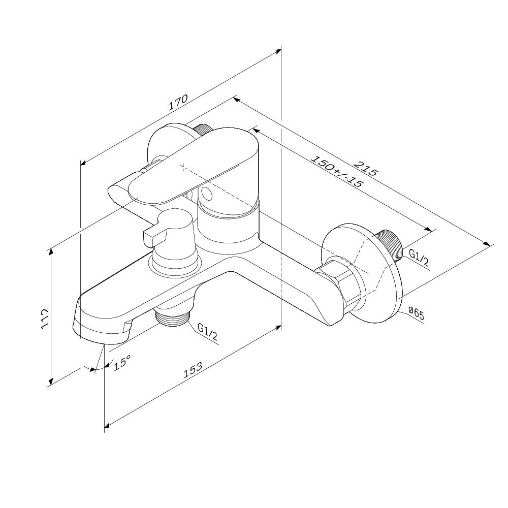 Смеситель для ванны и душа Above F9X10122, Чёрный