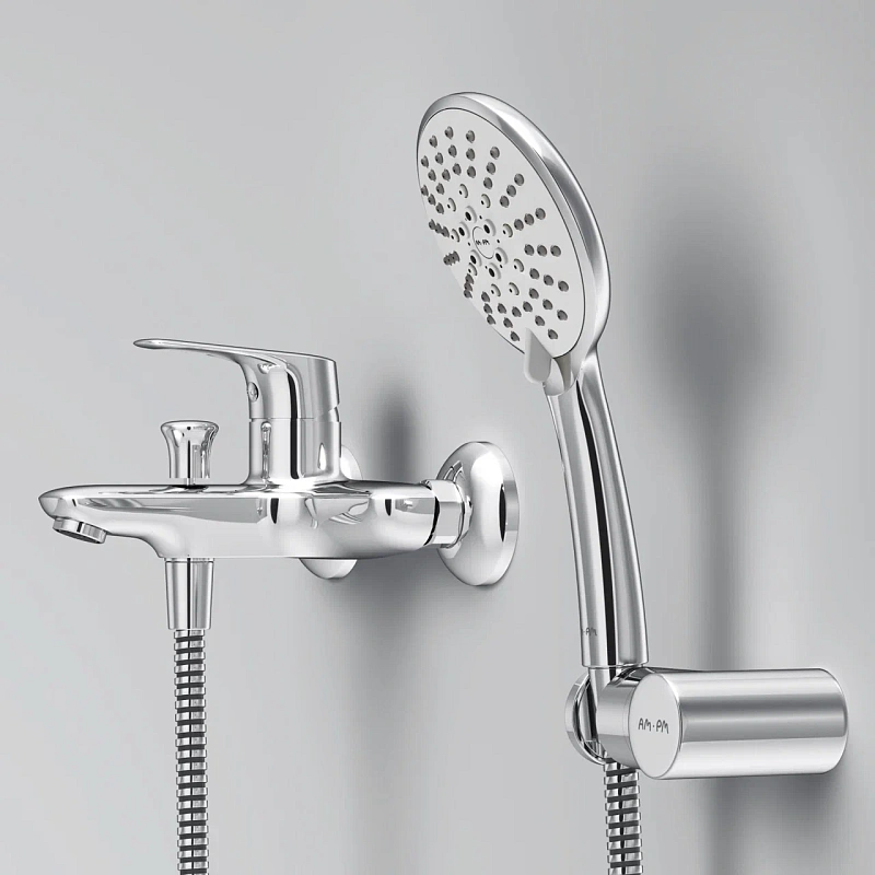 Смеситель для ванны и душа AM.PM Joy F85E15000 душевая лейка, шланг 1750, хром