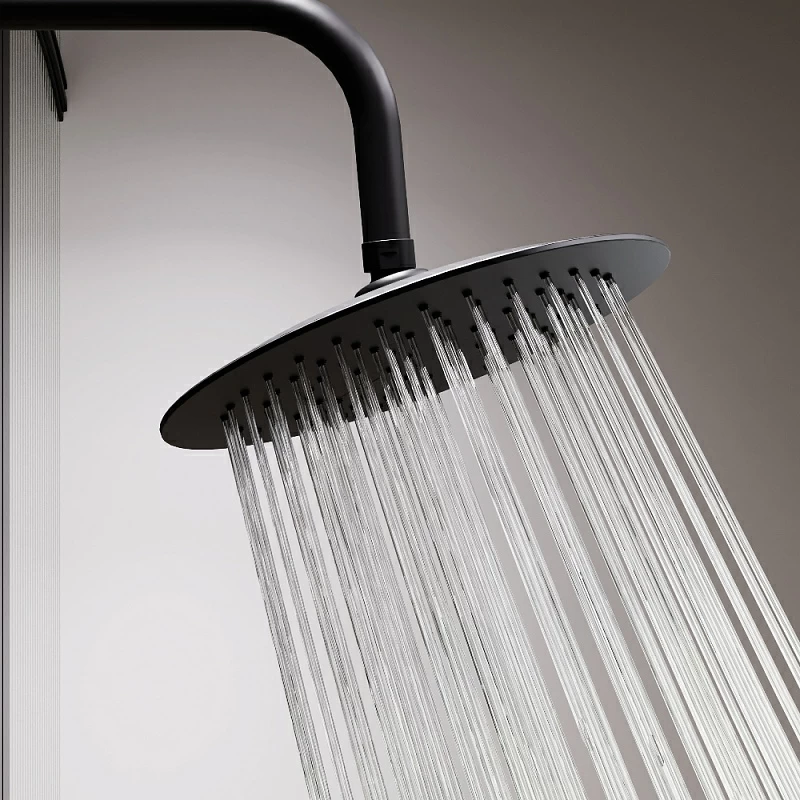 Душевая система Damixa Scandinavian Pure 936810300 стойка с тропическим душем, термостатом, смесителем, изливом, черная матовая