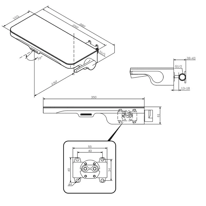 Смеситель для раковины (умывальника) AM.PM Func F8F72700 хром встраиваемый