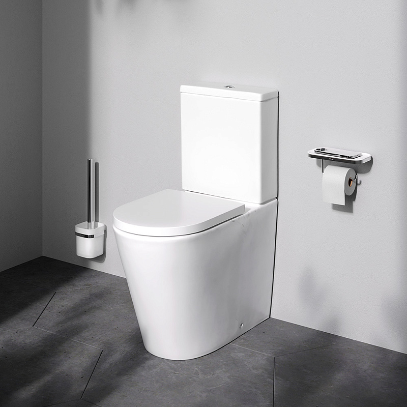 Унитаз-компакт напольный AM.PM Flash C9H8600LMSC безободковый с сиденьем микролифт, белый