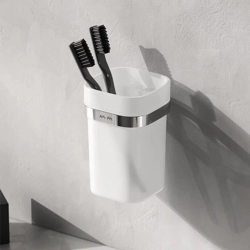 Стакан для зубных щеток настенный AM.PM Func A8F34300 стеклянный, хром