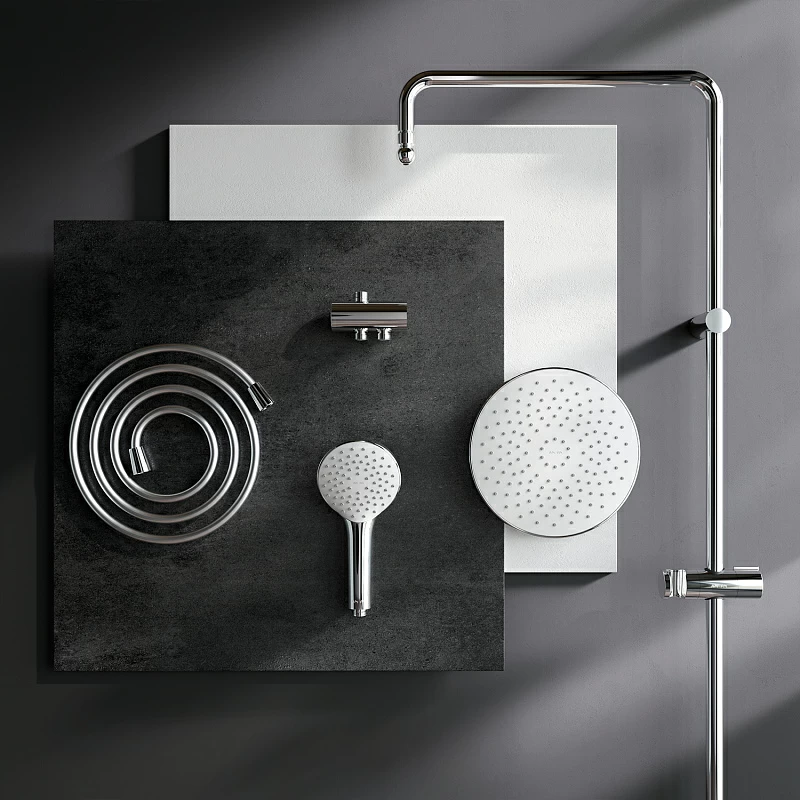 Душевая система AM.PM Gem F0790000 стойка с тропическим душем, хром