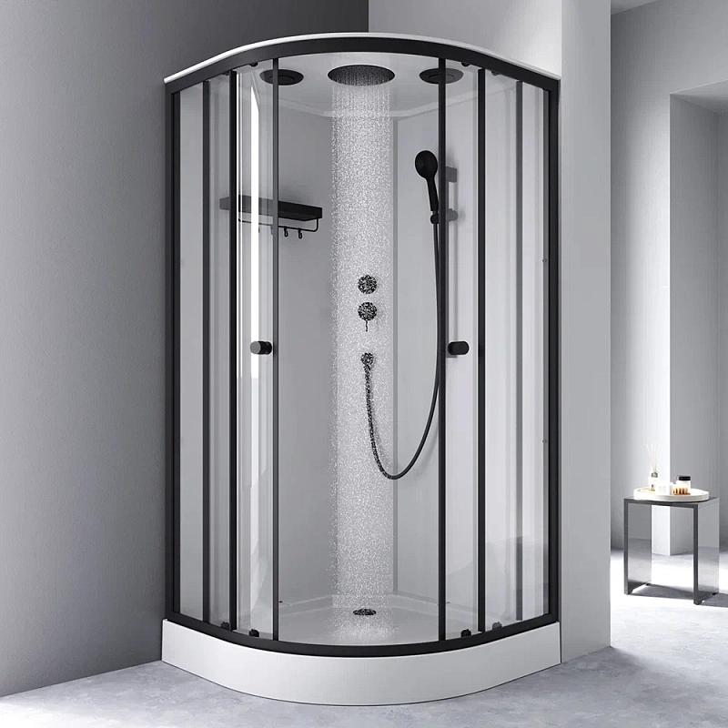 Душевая кабина 100x100 AM.PM X-Joy W94C-401-100BT профиль черный матовый, низкий поддон