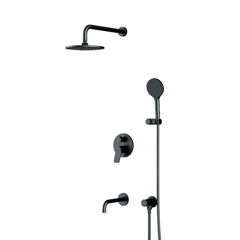 Встраиваемая душевая система AM.PM X-Joy FB85A3RH32 черный: тропический верхний душ, излив с душевой лейкой