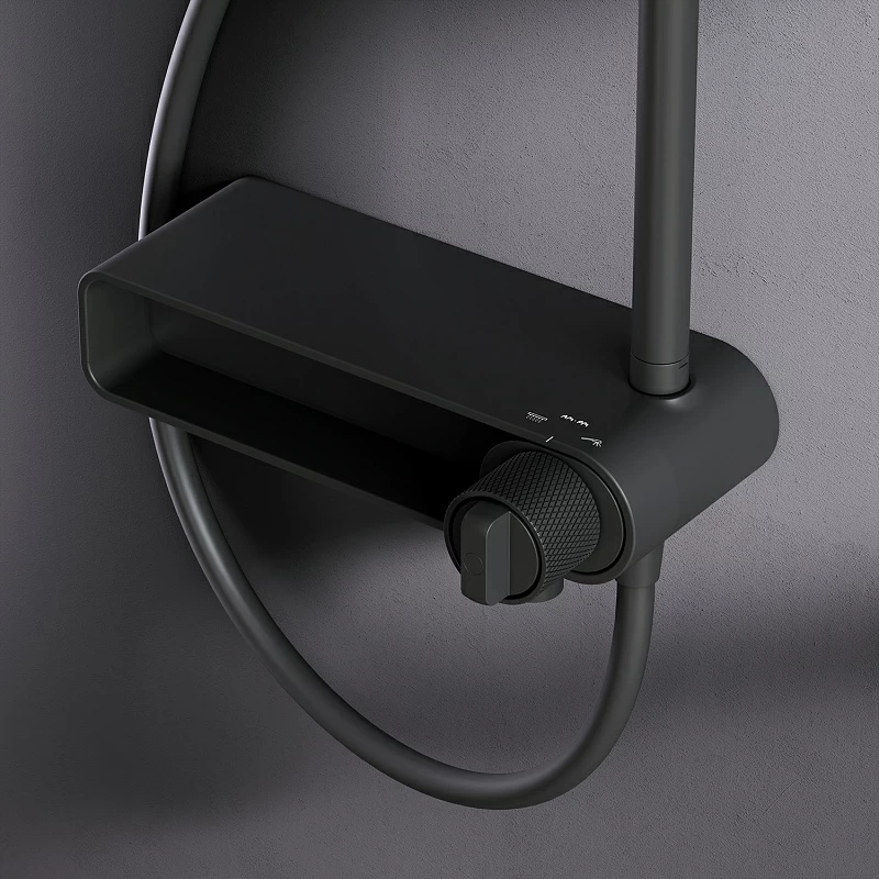 Душевая система AM.PM X-Joy F0785A722 стойка с тропическим душем, смесителем, изливом, черная матовая