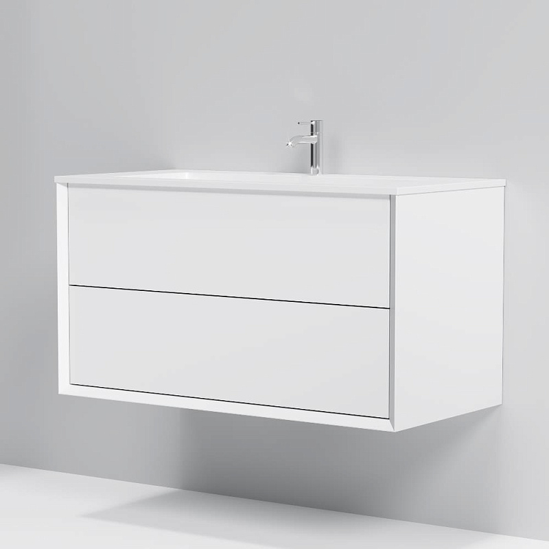 Тумба с раковиной 100 AM.PM Libre M60-FHX1002WM-WPC100SWM подвесная белая матовая