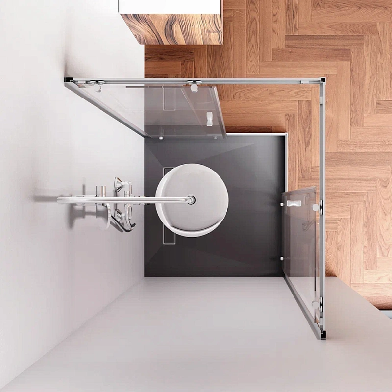 Душевое ограждение без поддона 90x90 AM.PM Sunny W87G-403-9090-MT профиль серебристый