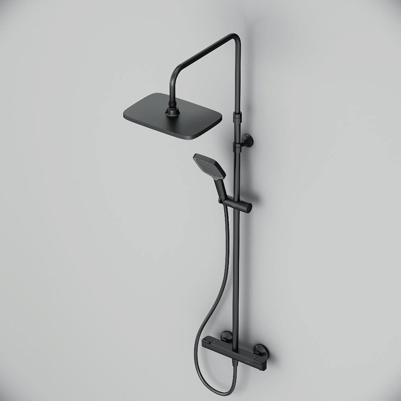 Душевая система AM.PM Func F078F422 стойка с тропическим душем, термостатом, смесителем, черная