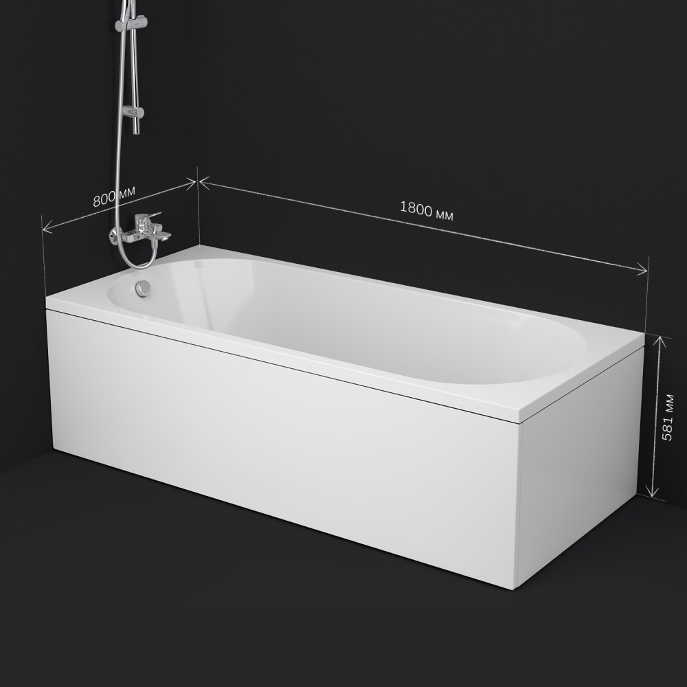 Ванна акриловая 180х80 см X-Joy W94A-180-080W-A, Белый