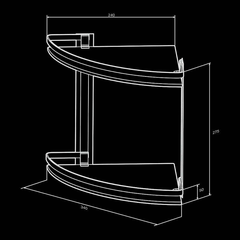 Полка в ванную угловая AM.PM Sense L A7456200 двухъярусная, серебристый металл, стекло