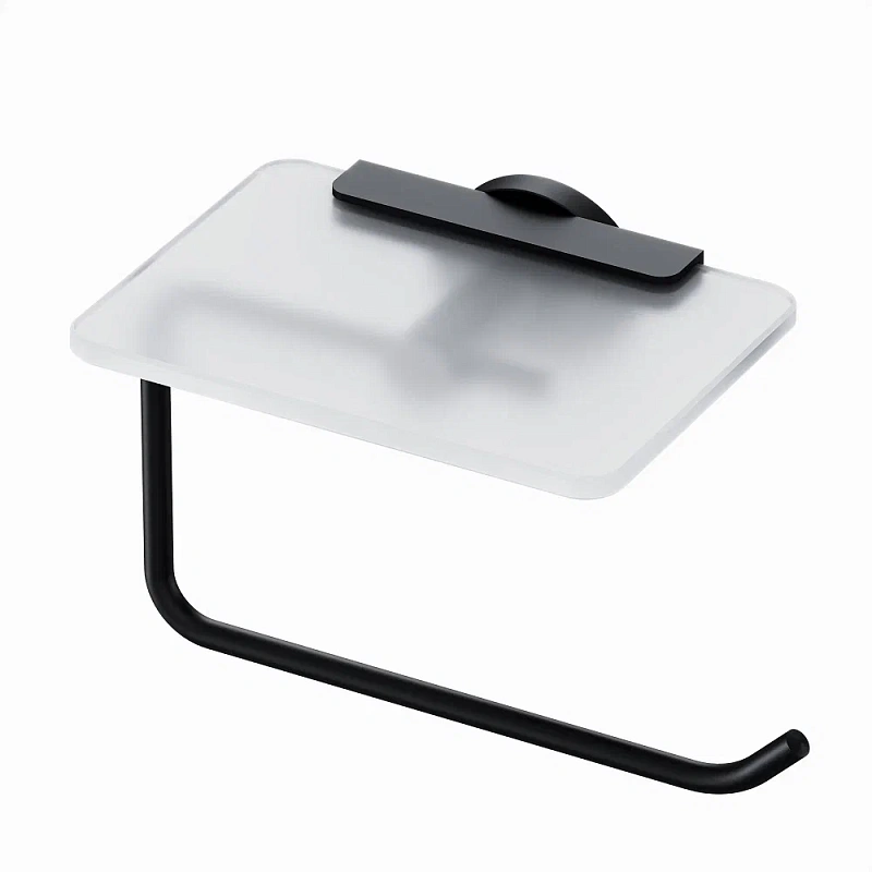 Держатель для туалетной бумаги настенный AM.PM X-Joy A85A341522 со стеклянной полочкой, черный