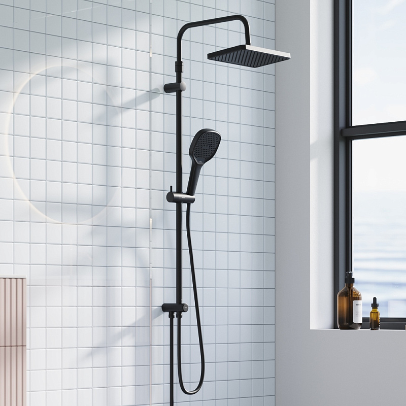 Душевая система Damixa Merkur 940000300 стойка с тропическим душем, черный