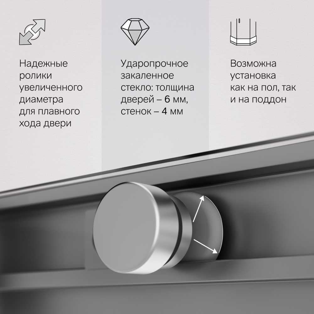 Душевое ограждение 120х80, без поддона X-Joy W94G-403-12080-MT, Хром, прозрачное