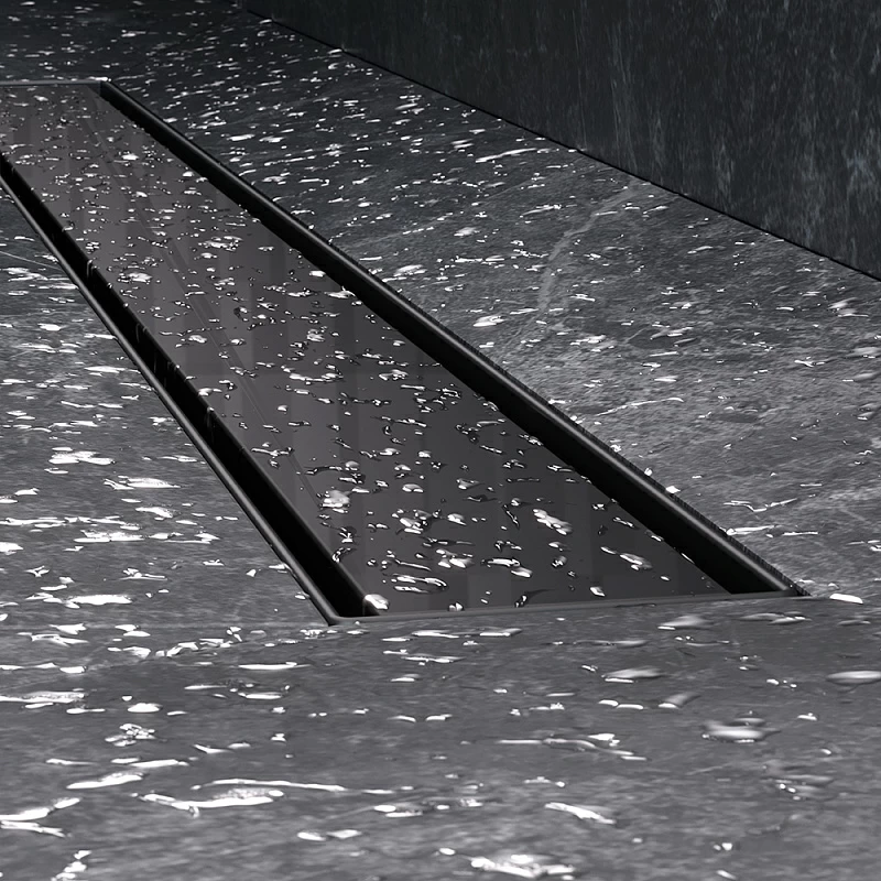 Душевой трап (лоток) 80 AM.PM MasterFlow W01SC-U11-080-04BM комбинированный затвор с черной матовой решеткой под плитку