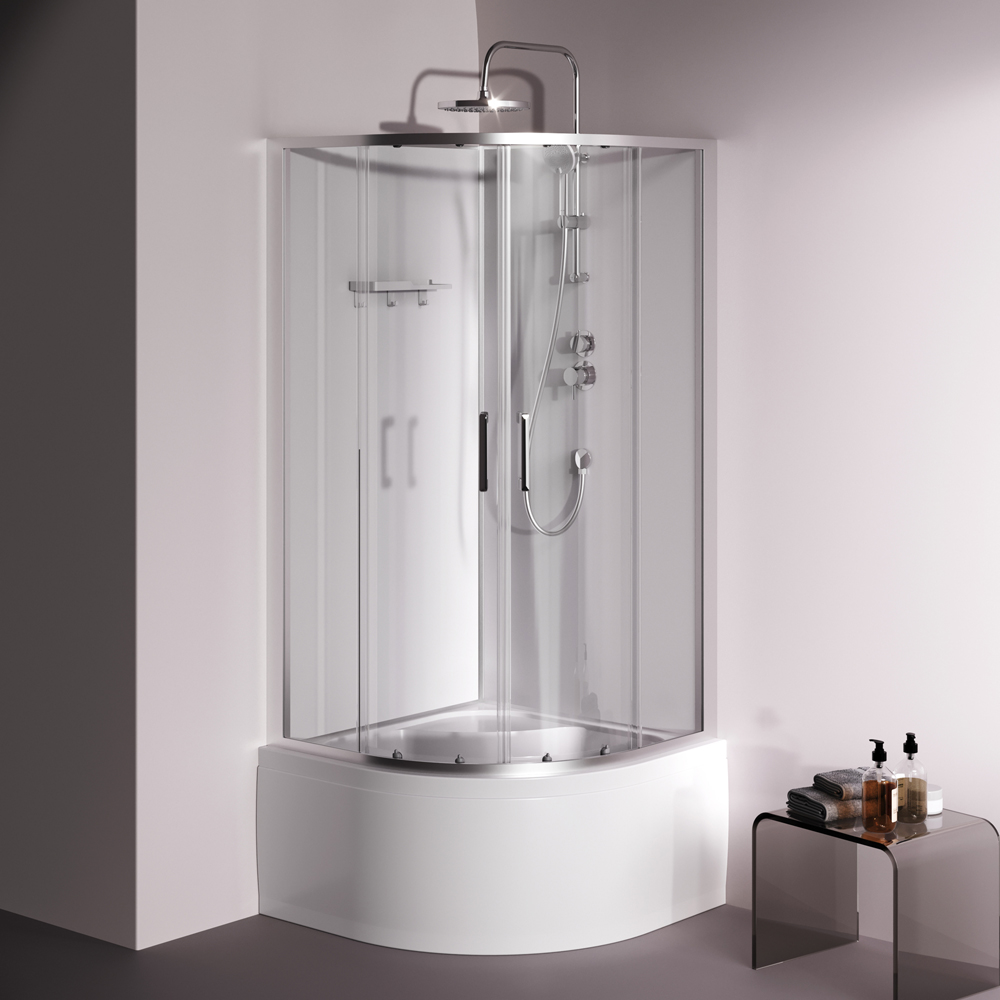 Душевая кабина 90x90 см, без гидромассажа Above W9XC-401A-9090MT, Хром, белый, прозрачное