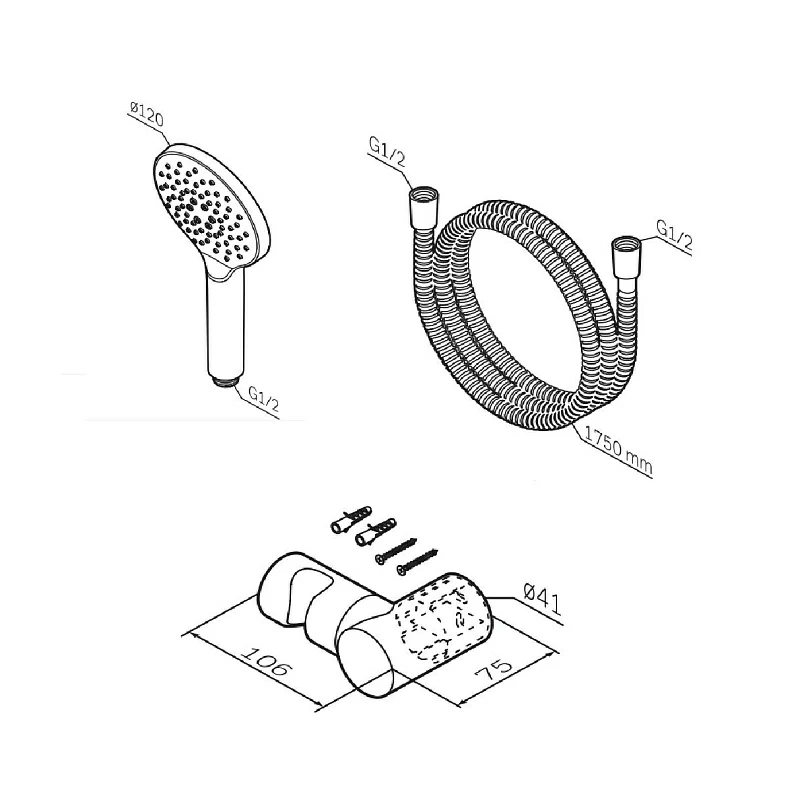 Душевой гарнитур AM.PM Like F0118000 держатель, шланг, лейка 3 режима, хром