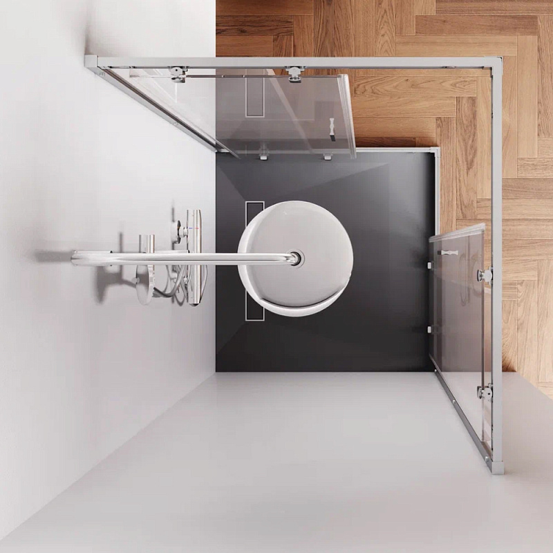 Душевое ограждение без поддона 90x90 AM.PM Gem W90G-403-9090MT профиль серебристый