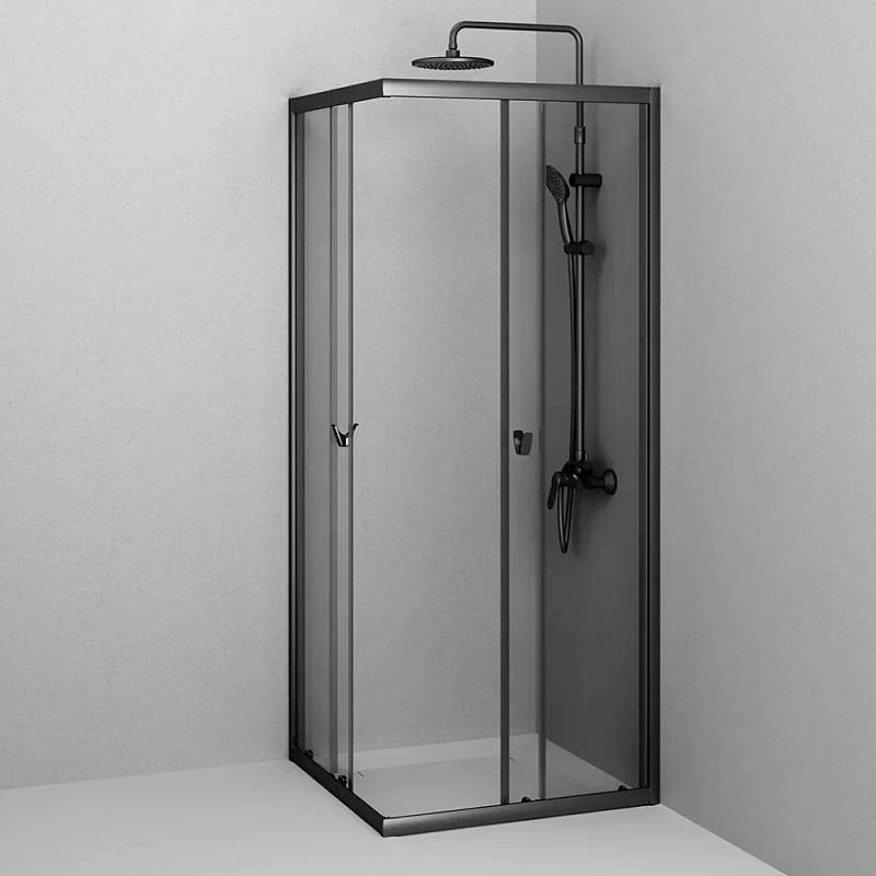 Душевое ограждение без поддона 80x80 AM.PM Sunny W87G-403-8080-BT профиль черный матовый