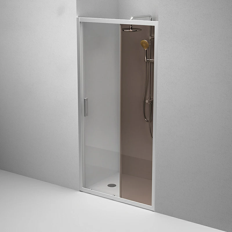 Душевая перегородка с дверью 100x195 AM.PM Gem W90G-100-1-195MBr бронзовое стекло, профиль серебристый