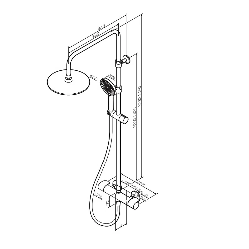 Душевая система AM.PM X-Joy F0785A444 стойка с тропическим душем, термостатом, смесителем, розовое золото