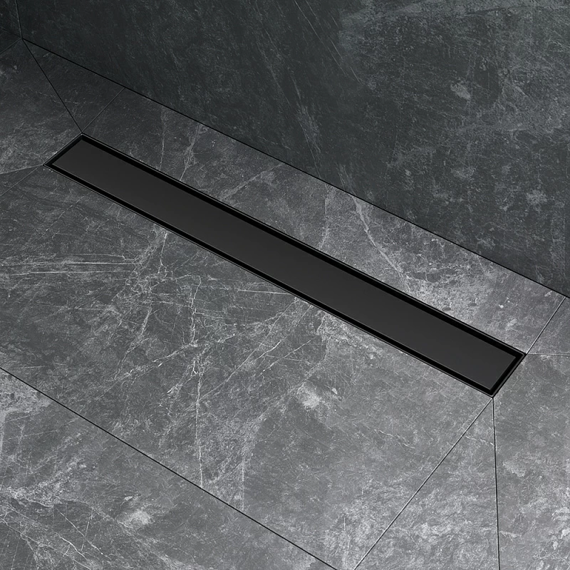 Душевой трап (лоток) 60 AM.PM MasterFlow W01SC-U11-060-04BM комбинированный затвор с черной матовой решеткой под плитку