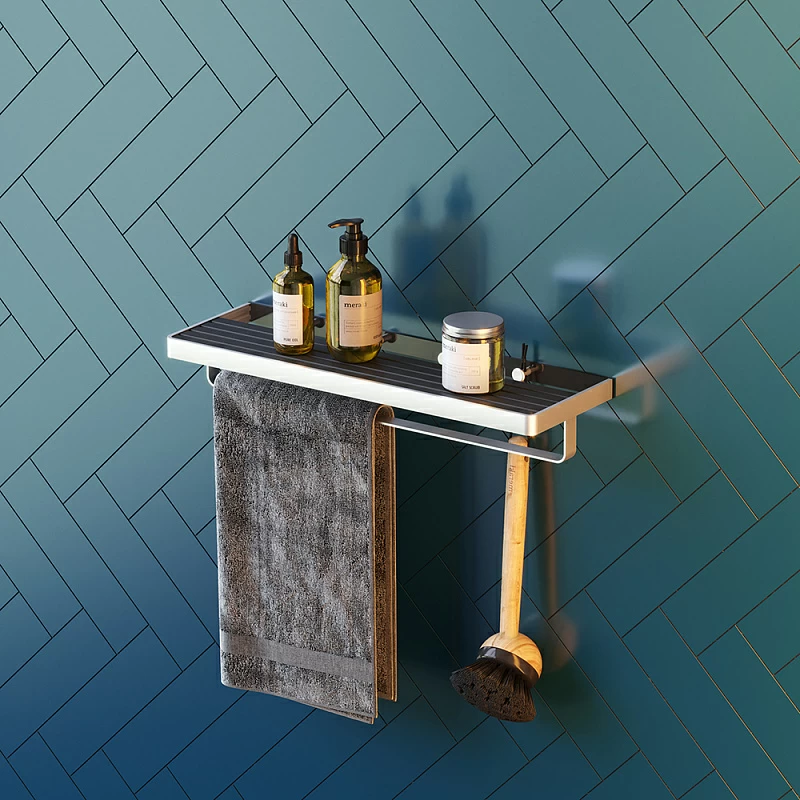 Полка для полотенец Damixa Jupiter DA7737700 с вешалкой, серебристая, черная