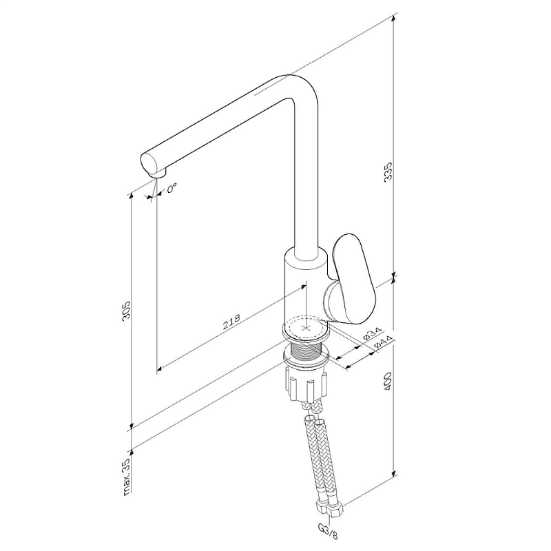 Смеситель для кухни AM.PM Like F8005000 высокий, хром