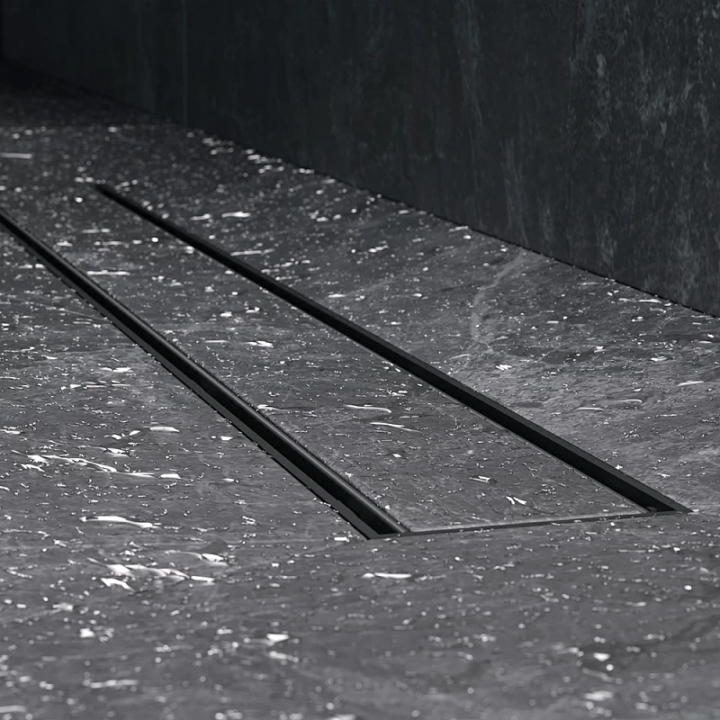 Душевой трап (лоток) 70 AM.PM PrimeFlow W02SC-U11-070-04BM комбинированный затвор с черной матовой решеткой под плитку