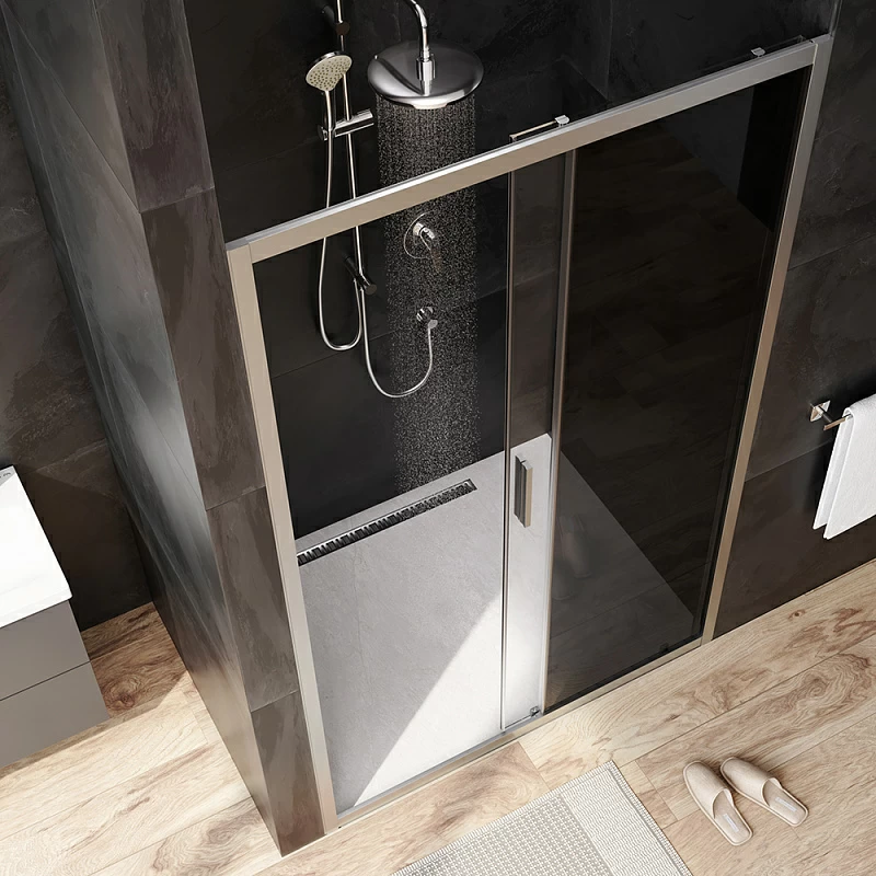 Душевая перегородка с дверью 120x195 AM.PM Gem W90G-120-1-195MG тонированное стекло, профиль серебристый