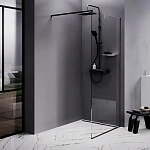 Душевая перегородка 90x200 см Func W84WI-90-F1-BTE, Черный, прозрачное