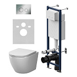 Инсталляция ErgoFit  с подвесным унитазом AquaSpin 2.0 и клавишей Like IS110151.801901, Синий; белый; хром