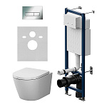 Инсталляция ErgoFit с подвесным унитазом Aquaspin и клавишей X-Joy IS110351.851900, Синий, белый