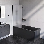 Душевая шторка на ванну 80х140, фиксированная Gem W90BS-080-140BM, Черный, матовое