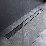 Трап для душа линейный, универсальный затвор Tile, 90 см MasterFlow W01SC-U11-090-04BM, Черный