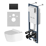 Инсталляция ErgoFit с подвесным унитазом без ободка с сиденьем микролифт и клавишей Jupiter IS110338.DX77C1700, Белый, синий, черный