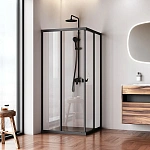 Душевое ограждение 90x90 см, без поддона Sunny W87G-403-9090-BT, Черный, прозрачное