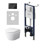 Инсталляция MasterFit с подвесным унитазом Aquaspin и клавишей X-Joy IS130238.851900, Синий, белый, черный